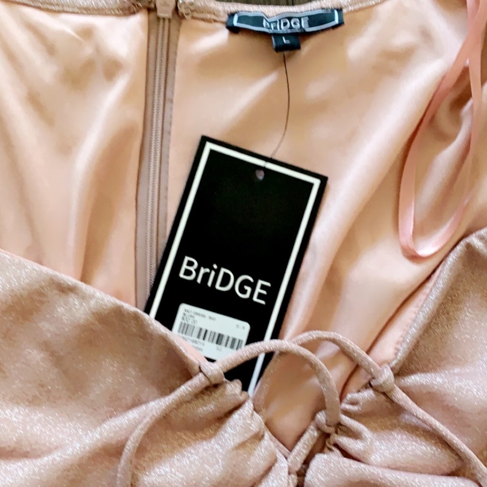 Bridge Pink Ruched Dress, Size Large - Picture 3 of 3